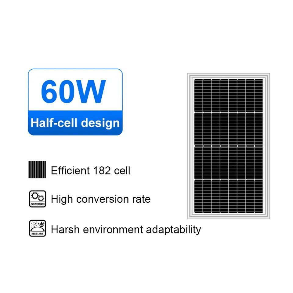 家用太阳能充电系统 60W 单晶硅充电板，光伏组件，太阳能电池板