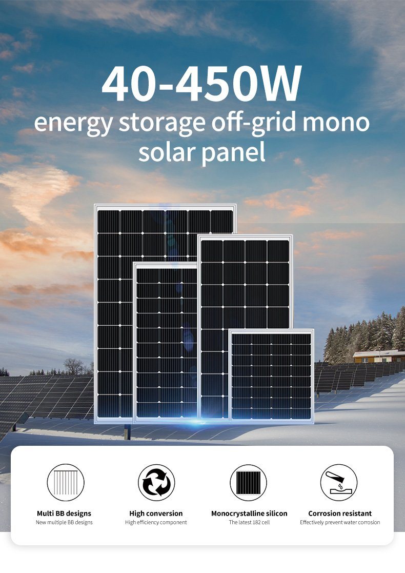 太阳能充电板 100W 200W 300W 400W 540W 550W 12V 18V 30V 34V 40V 轻型太阳能模块板带逆变器太阳能电池充电系统