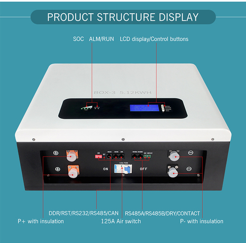 太阳能储能电池 - 壁挂式 25.6V200ah 磷酸铁锂电池 - 5kwh