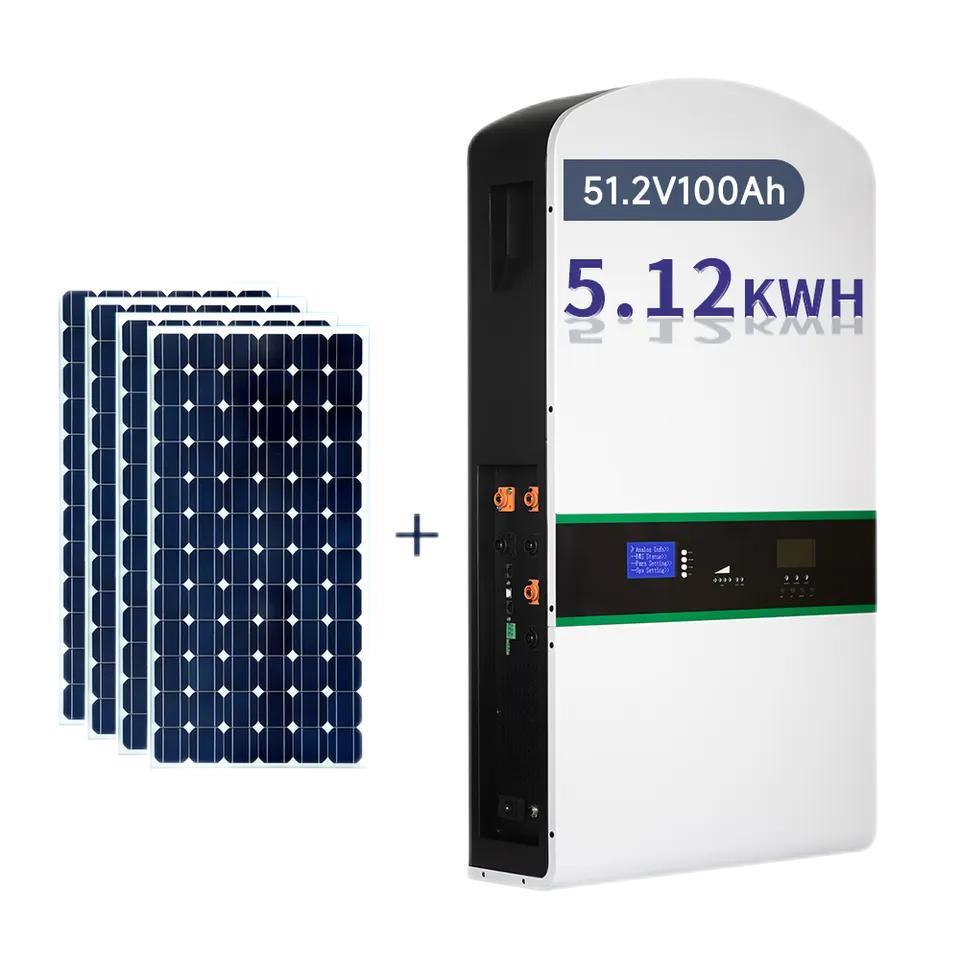 欧盟 Za 仓库库存 LiFePO4 48V 51.2V 100ah 200ah 电源壁式电池组，带壁式插头，适用于家庭储能