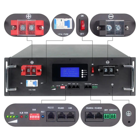 先进的机架式住宅太阳能存储 - 48V 200ah 锂电池解决方案